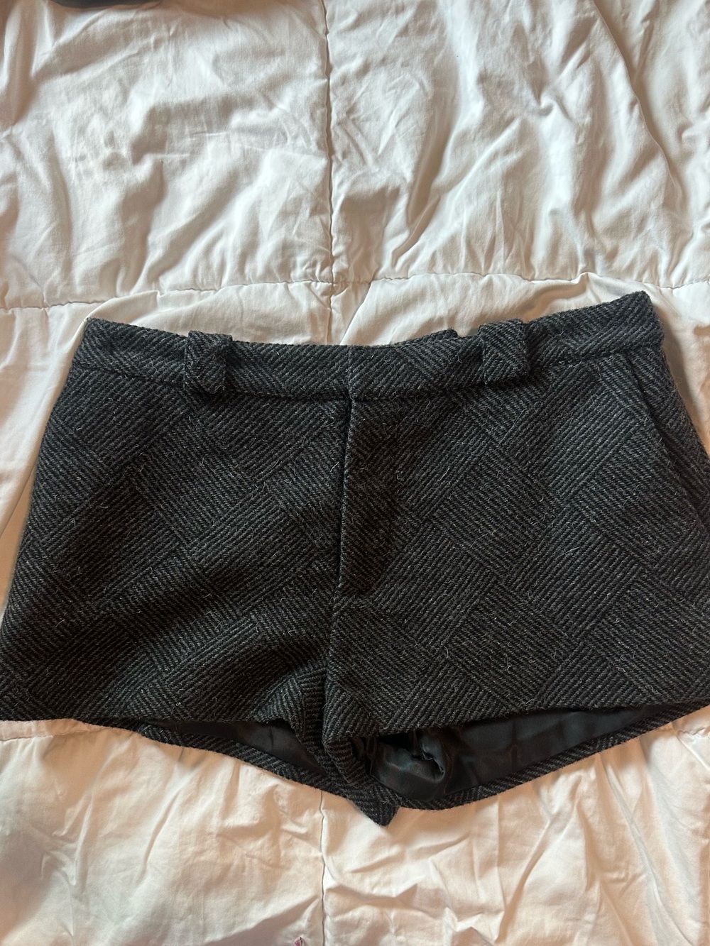 Black Textured Micro Shorts